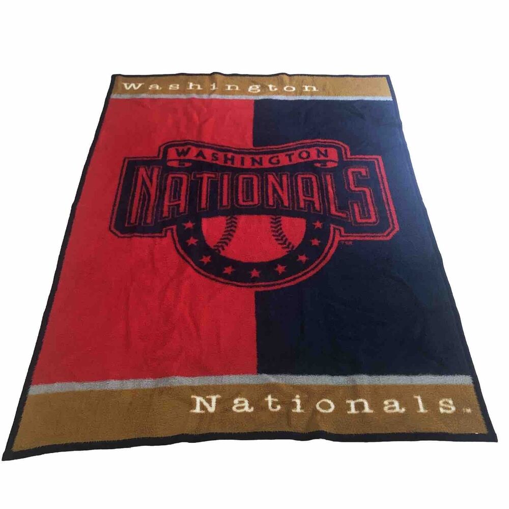 Biederlack Washington Nationals MLB Baseball Blanket VTG 90s Furry Stadium Throw